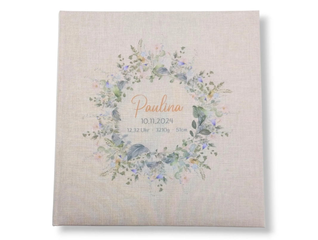Fotoalbum personalisiert Baby, Kind "Kranz"