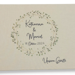 Gästebuch Hochzeit personalisiert "Blätterkranz Rahmen", Hochzeitsgeschenk, Gästebuch bedruckt, Gästebuch floral, Trauzeugen