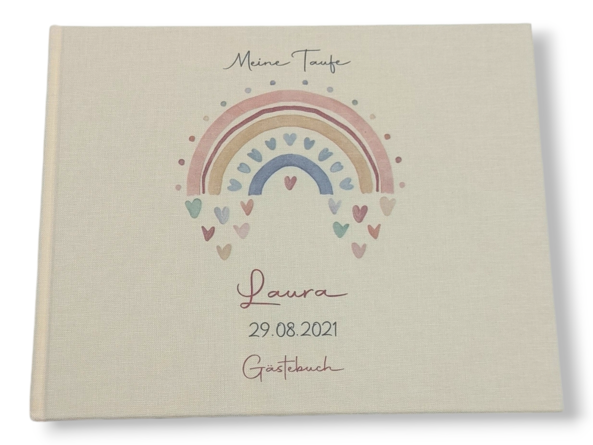 Gästebuch Taufe personalisiert "Regenbogen Herzen", Taufgeschenk,  Erinnerung Taufe
