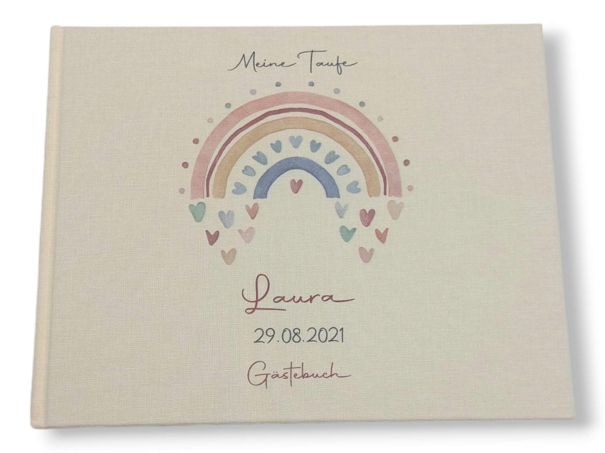 Gästebuch Taufe personalisiert "Regenbogen Herzen", Taufgeschenk,  Erinnerung Taufe