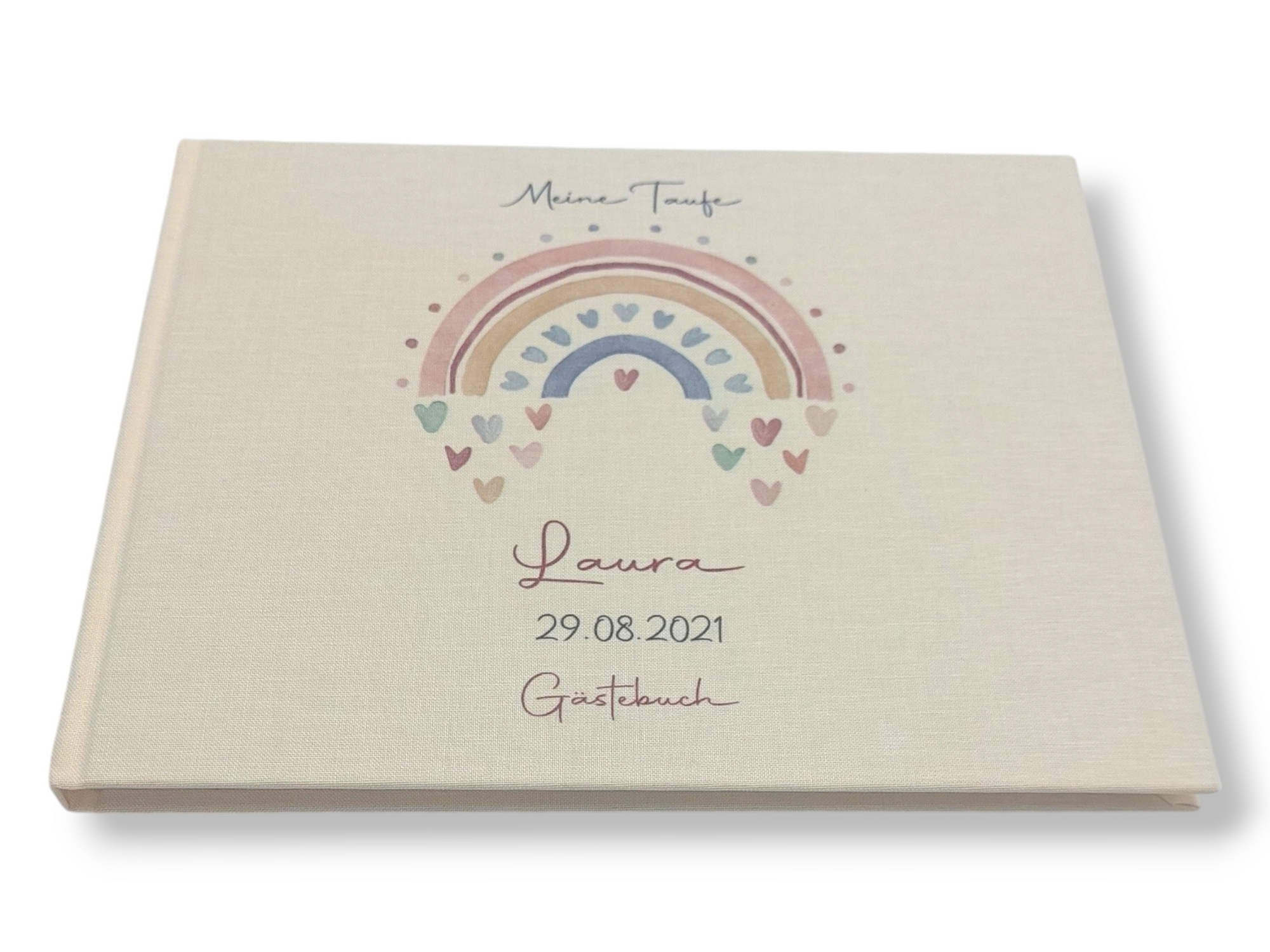 Gästebuch Taufe personalisiert "Regenbogen Herzen", Taufgeschenk,  Erinnerung Taufe
