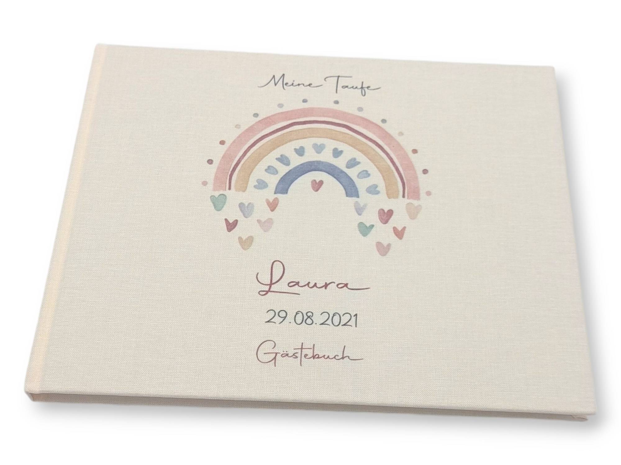Gästebuch Taufe personalisiert "Regenbogen Herzen", Taufgeschenk,  Erinnerung Taufe