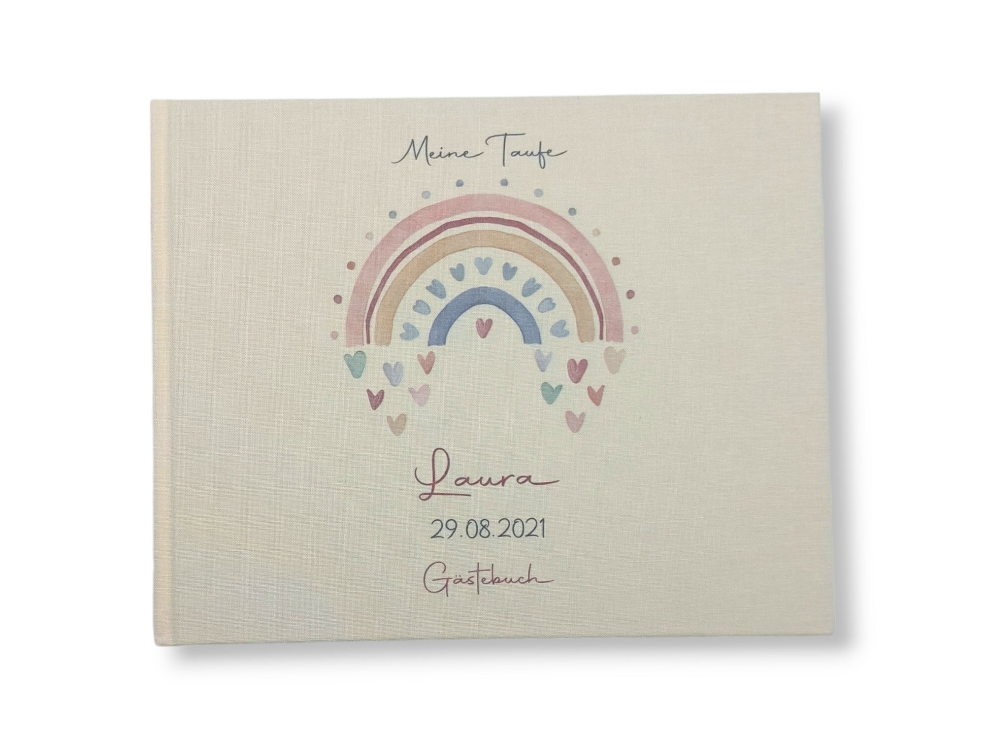 Gästebuch Taufe personalisiert "Regenbogen Herzen", Taufgeschenk,  Erinnerung Taufe