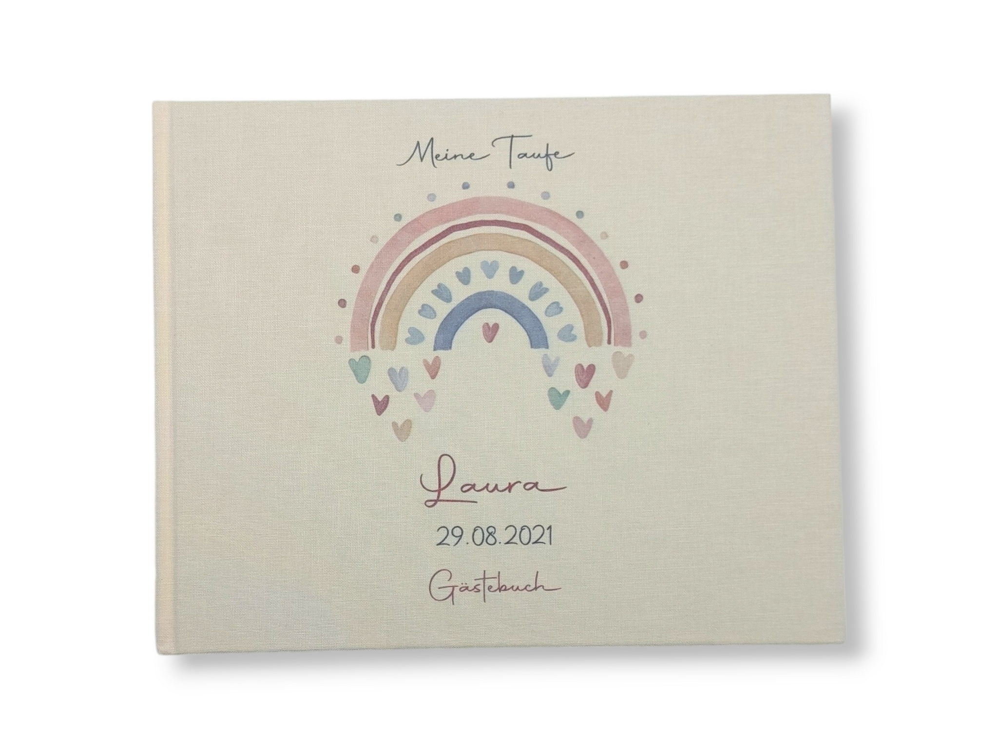 Gästebuch Taufe personalisiert "Regenbogen Herzen", Taufgeschenk,  Erinnerung Taufe
