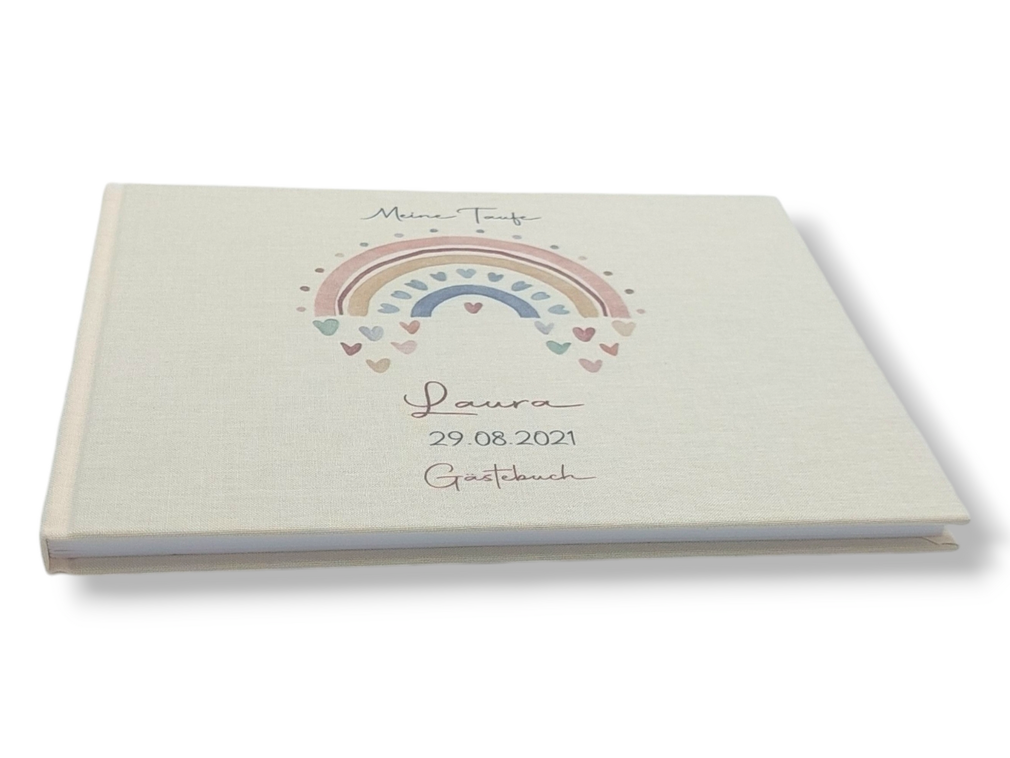 Gästebuch Taufe personalisiert "Regenbogen Herzen", Taufgeschenk,  Erinnerung Taufe