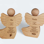 Engel aus Holz mit Gravur