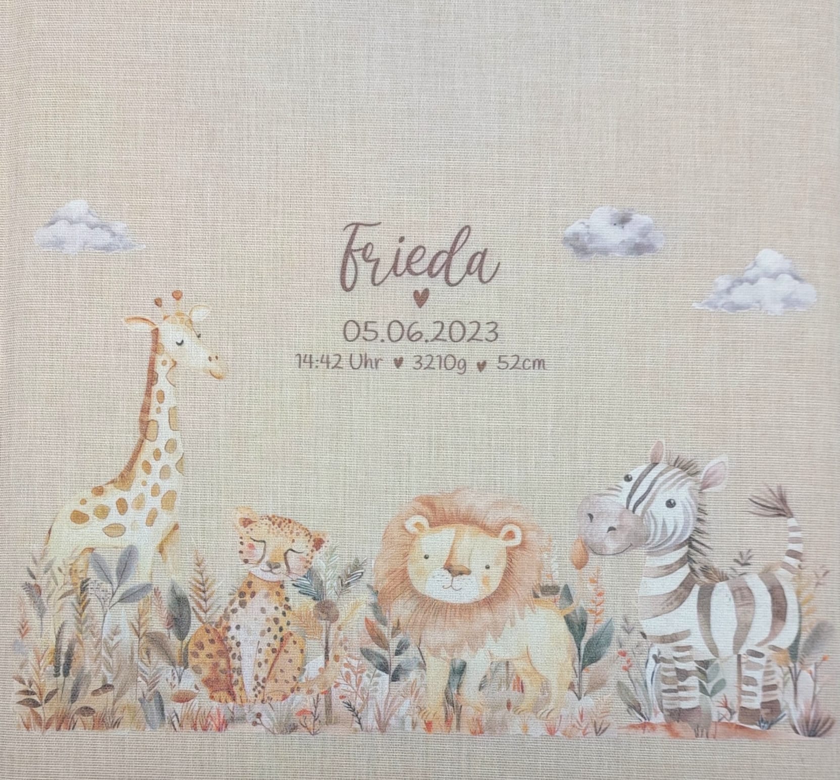 Fotoalbum personalisiert Baby, Kind "Safari Tiere" Leinen