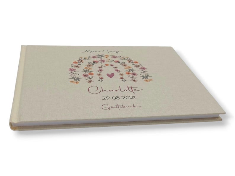 Gästebuch Taufe personalisiert "Blumenbogen", Taufgeschenk,  Erinnerung Taufe