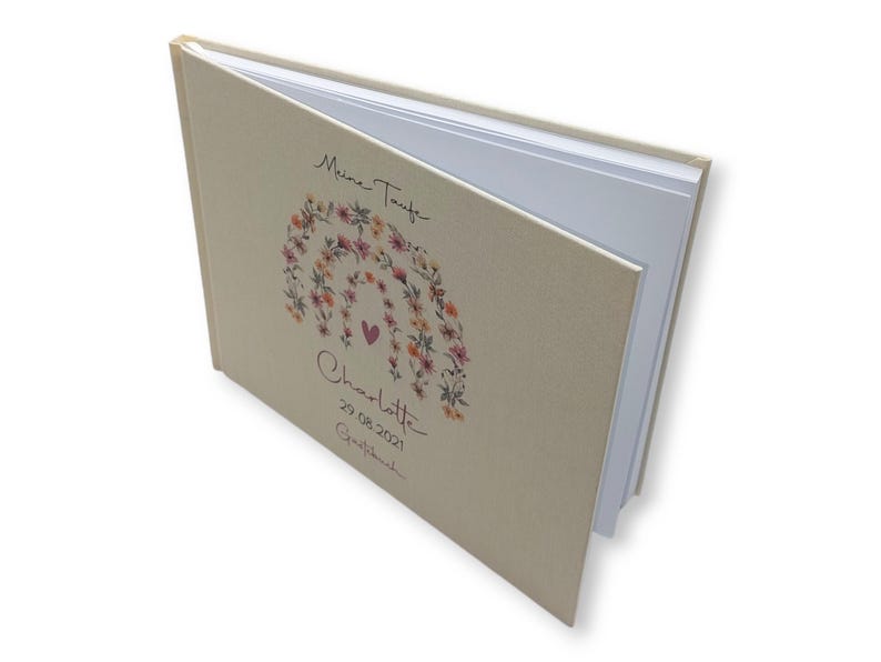 Gästebuch Taufe personalisiert "Blumenbogen", Taufgeschenk,  Erinnerung Taufe