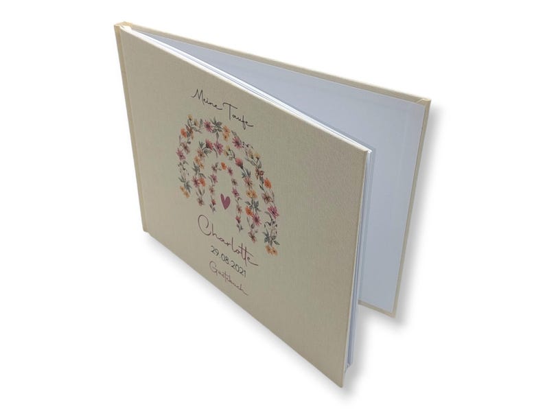 Gästebuch Taufe personalisiert "Blumenbogen", Taufgeschenk,  Erinnerung Taufe