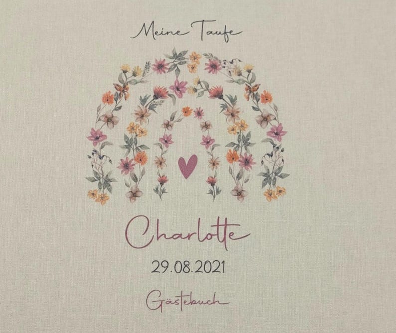 Gästebuch Taufe personalisiert "Blumenbogen", Taufgeschenk,  Erinnerung Taufe