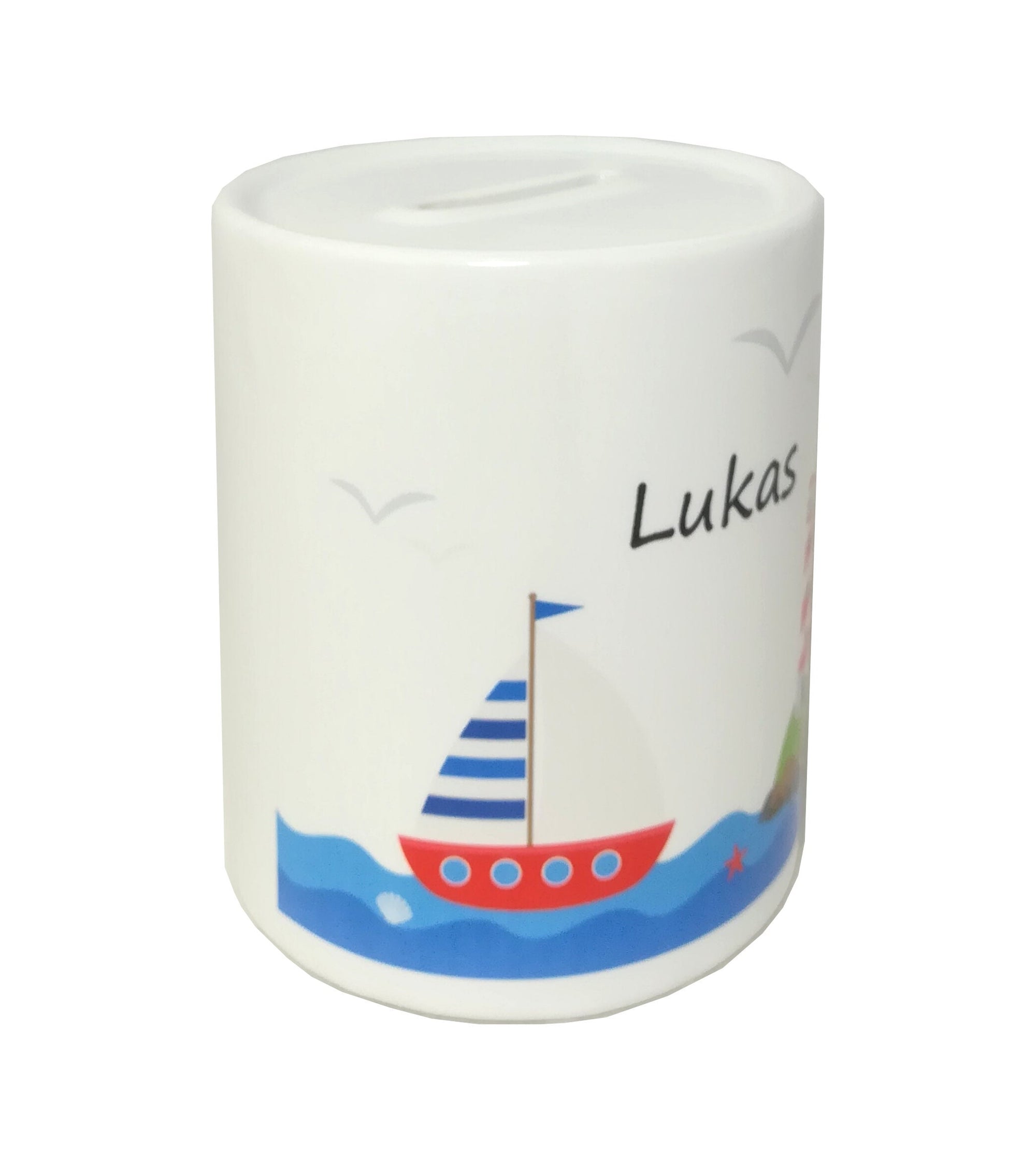 Spardose "Meer/Boot" personalisiert mit Namen
