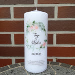 Hochzeitskerze personalisiert mit Namen und Trauspruch "Blumenkranz" / Hochzeit/ Familie/ Trauung/ Hochzeitsgeschenk