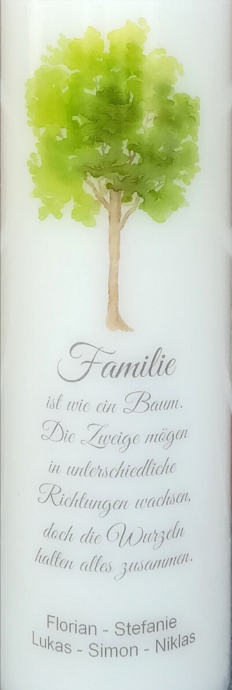 Familienkerze personalisiert mit Namen und Spruch "Baum" / Hochzeit/ Familie