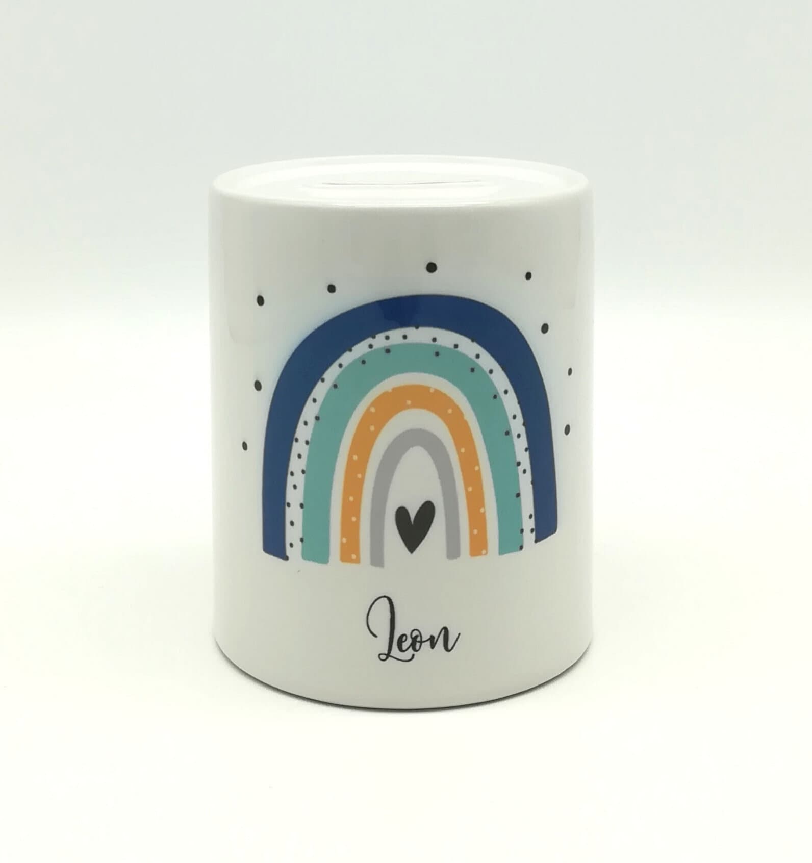 Spardose "Regenbogen blau/mint" personalisiert mit Namen