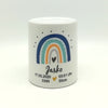 Spardose personalisiert mit Namen und Geburtsdaten "Regenbogen blau/mint" / Taufe/ Geburt