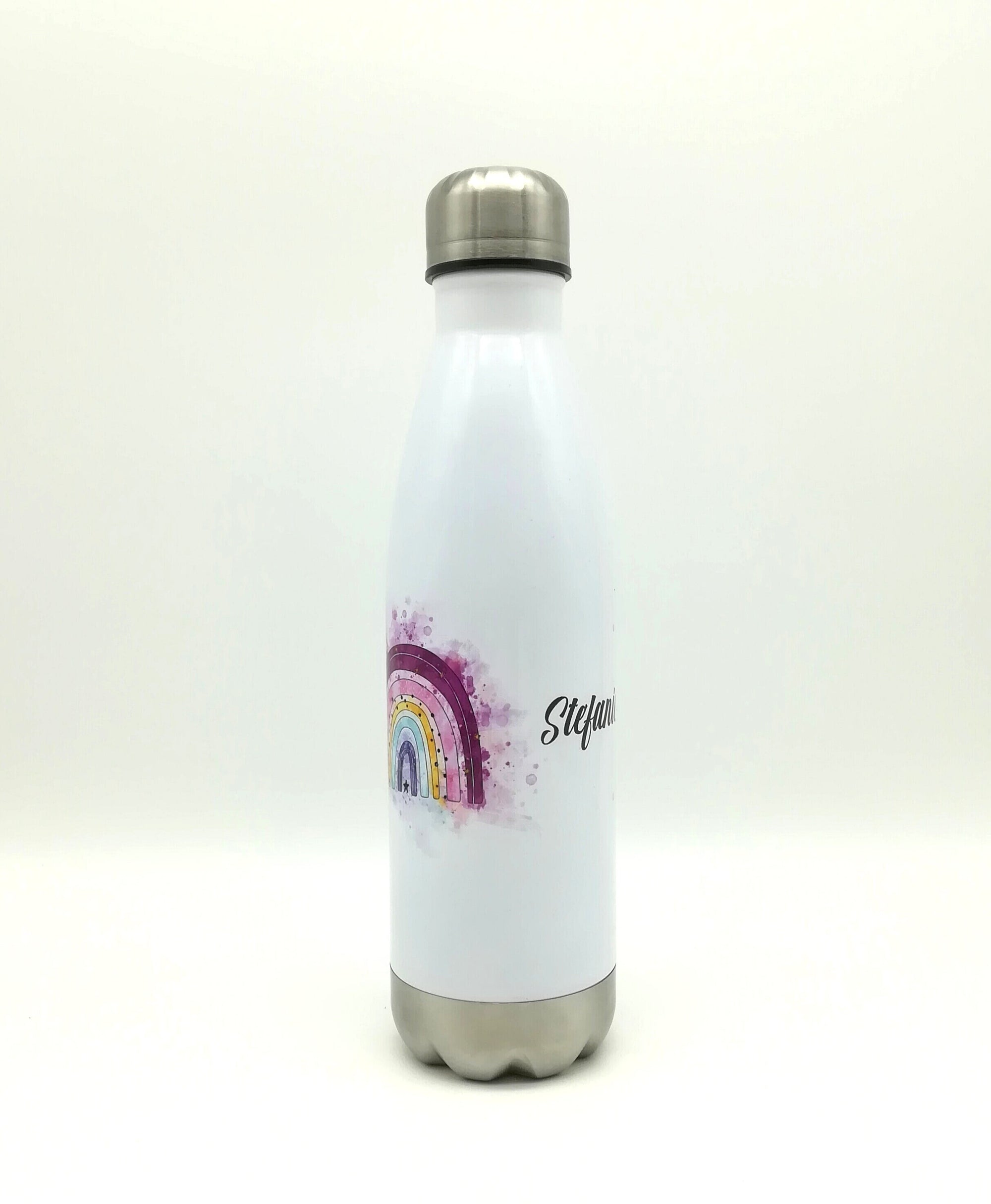 Thermosflasche mit Namen "Regenbogen pink" / Edelstahl Trinkflasche für Kinder und Erwachsene/ Wasserflasche/ 500ml/350ml
