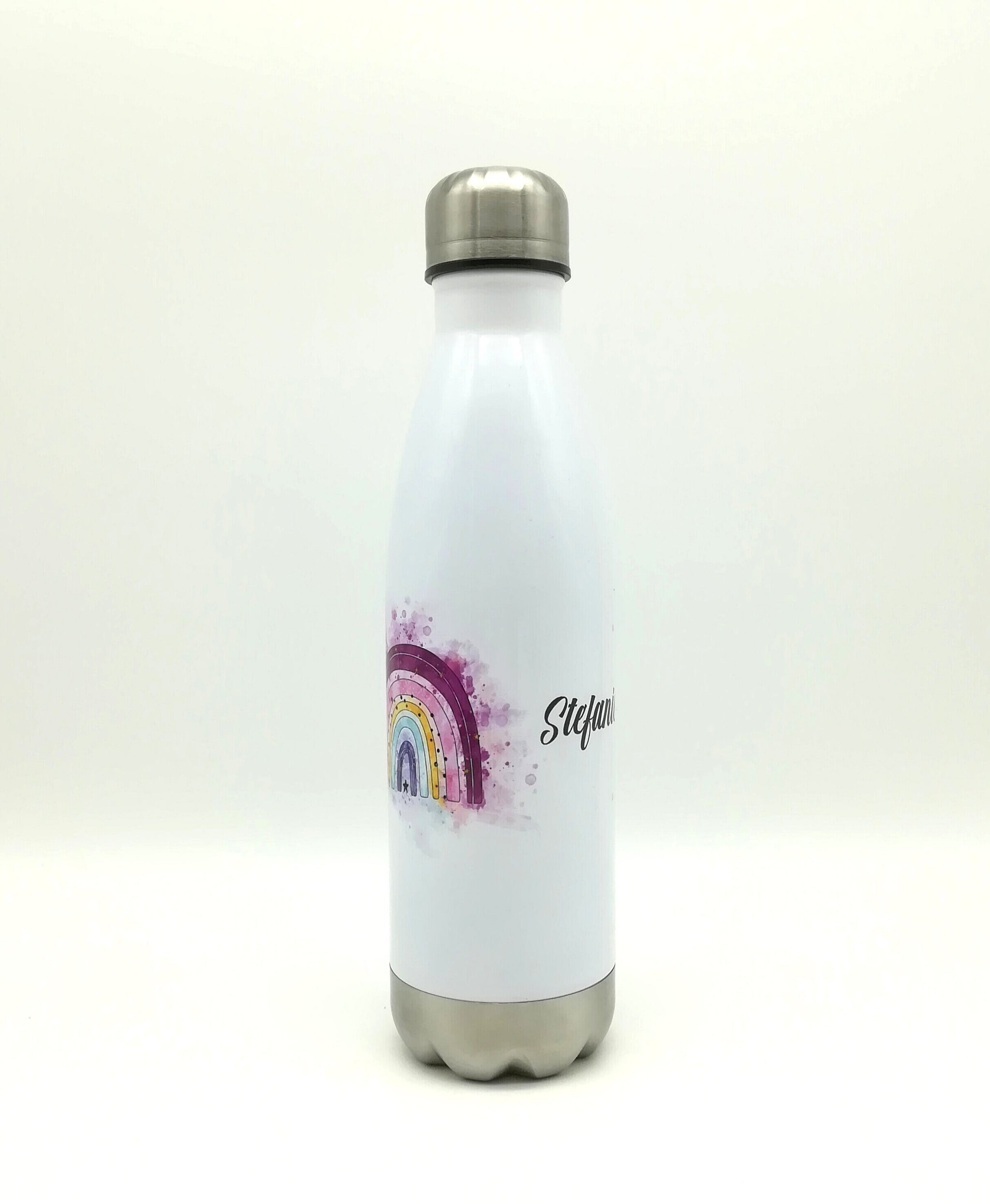 Thermosflasche mit Namen "Regenbogen pink" / Edelstahl Trinkflasche für Kinder und Erwachsene/ Wasserflasche/ 500ml/350ml