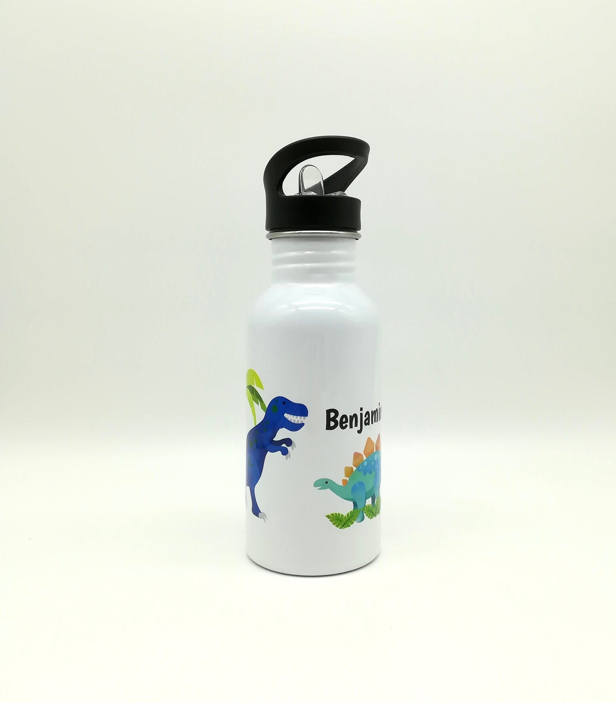 Trinkflasche mit Namen "Dino"/ Kindergarten/ Schule/ Sport/ 500ml mit Strohhalm