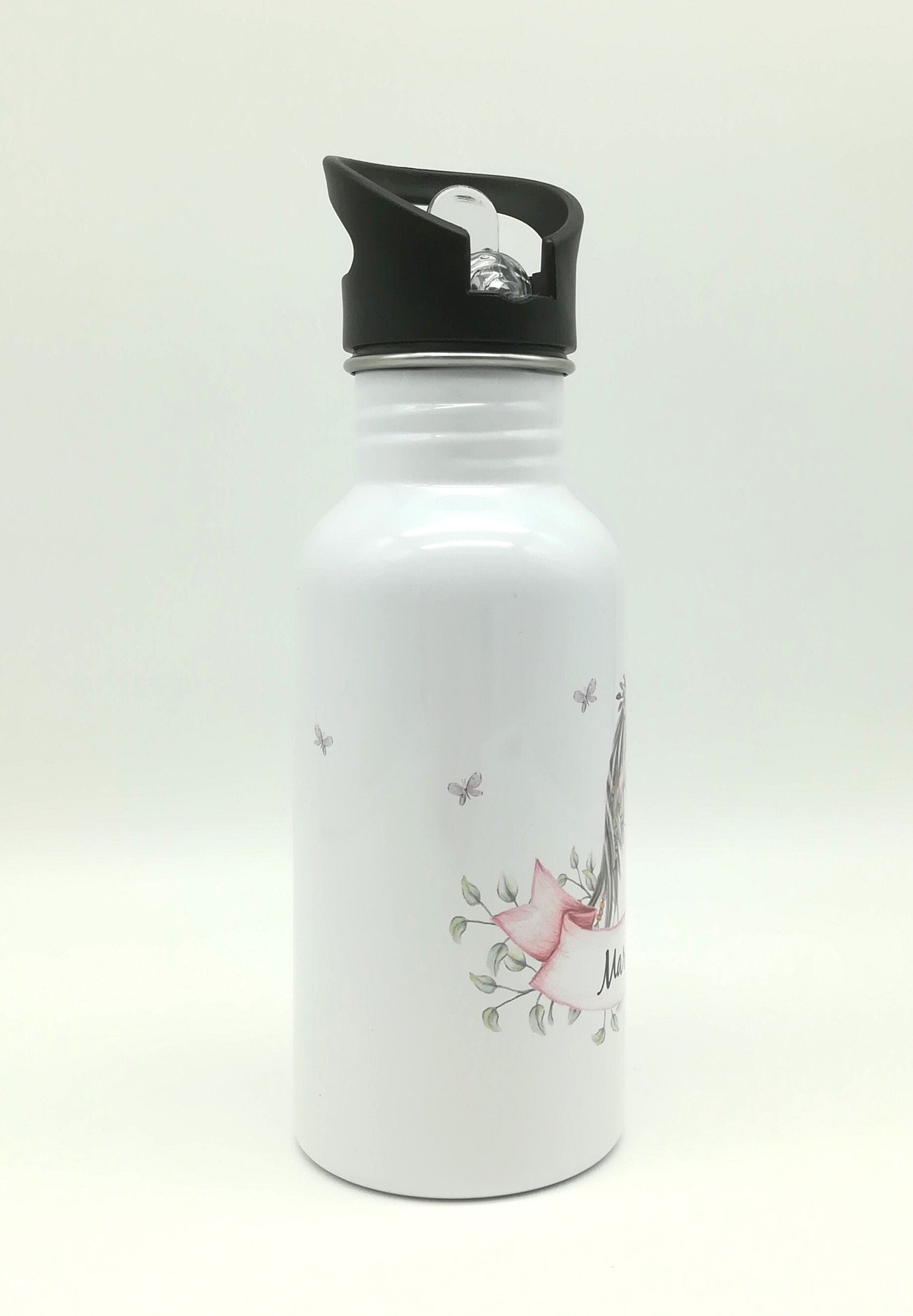 Trinkflasche mit Namen "Pferd"/ Kindergarten/ Schule/ Sport/ 500ml mit Strohhalm
