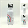 Trinkflasche mit Namen "Regenbogen rosa"/ Kindergarten/ Schule/ Sport/ 500ml mit Strohhalm