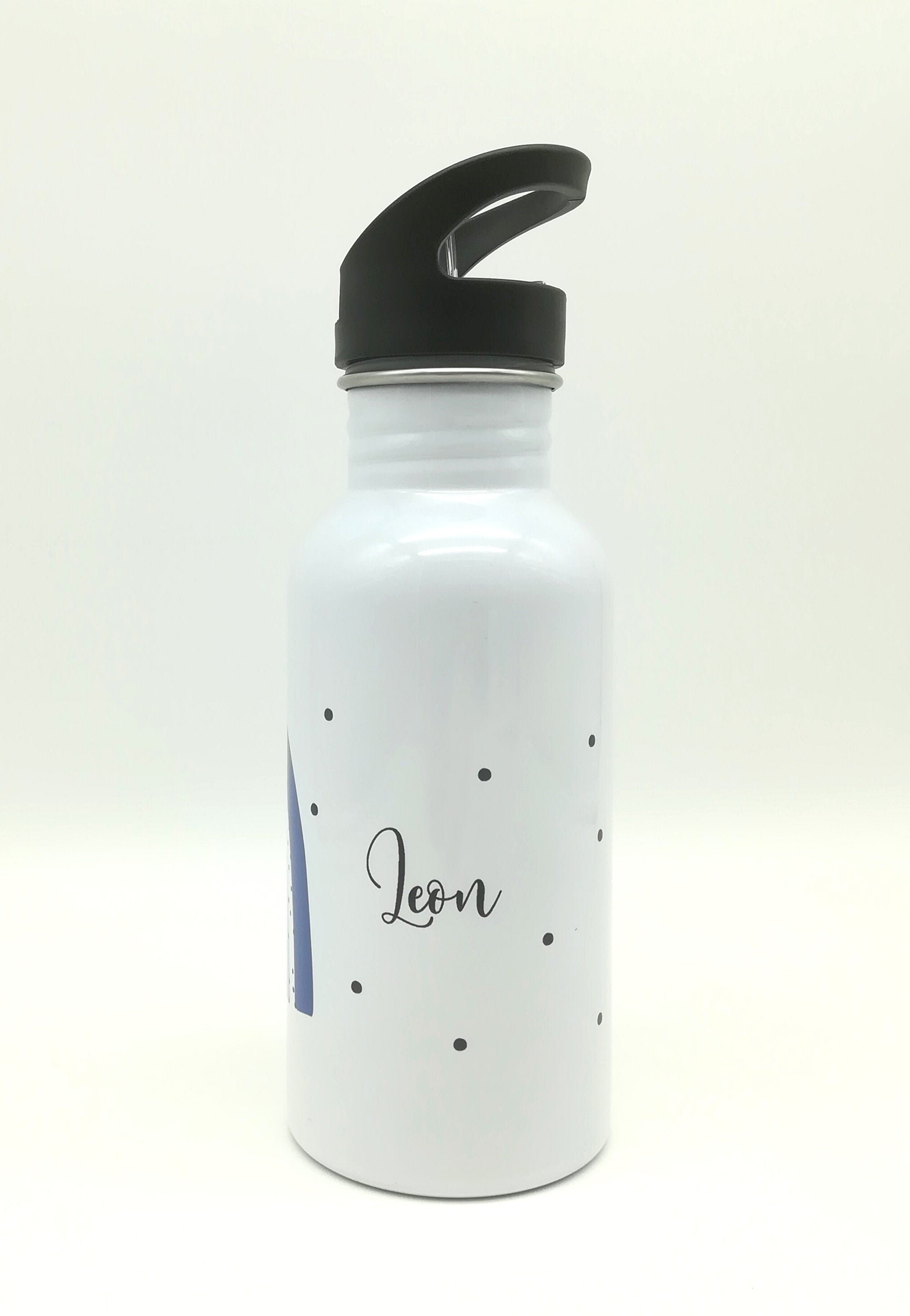 Trinkflasche mit Namen "Regenbogen blau/mint"/ Kindergarten/ Schule/ Sport/ 500ml mit Strohhalm, Geschenk zur Einschulung, Flasche Strohhalm