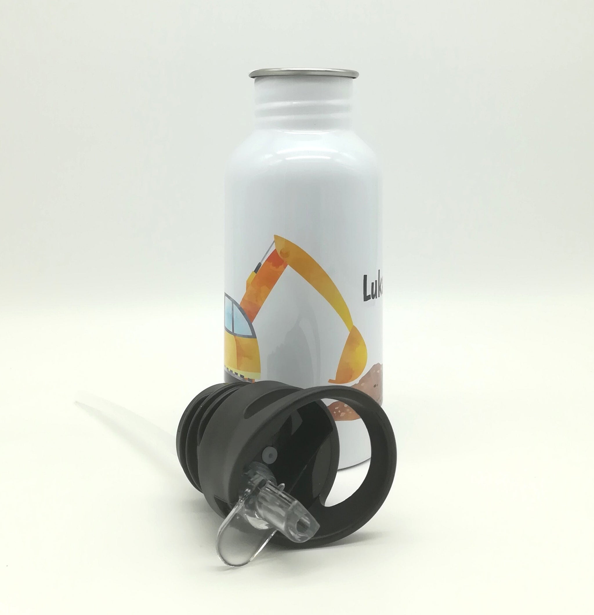 Trinkflasche mit Namen "Bagger"/ Kindergarten/ Schule/ Sport/ 500ml mit Strohhalm