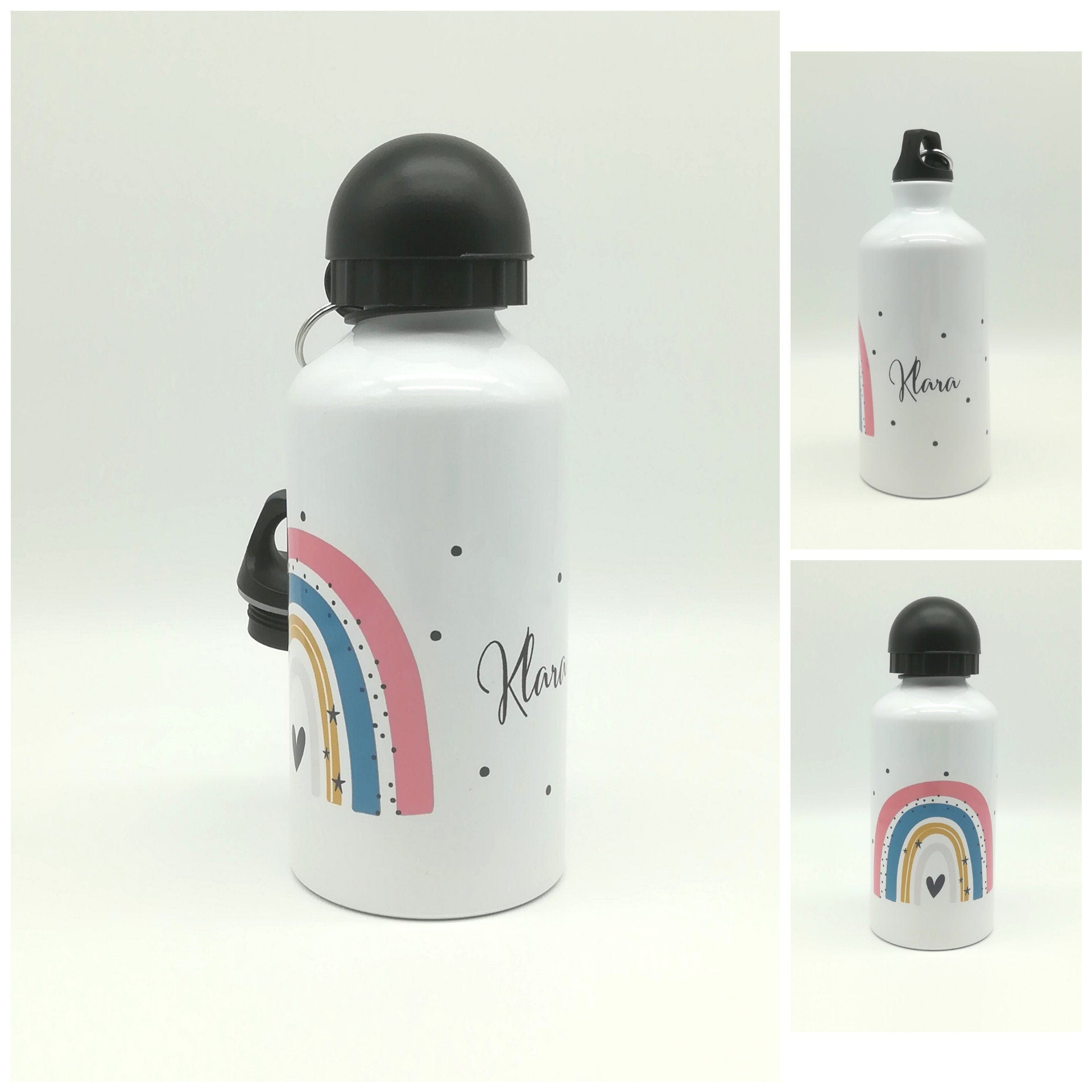 Trinkflasche mit Namen "Regenbogen rosa" / individuell/ Flasche/ Kinder trinkflasche 500ml/ Kindergarten / Schule