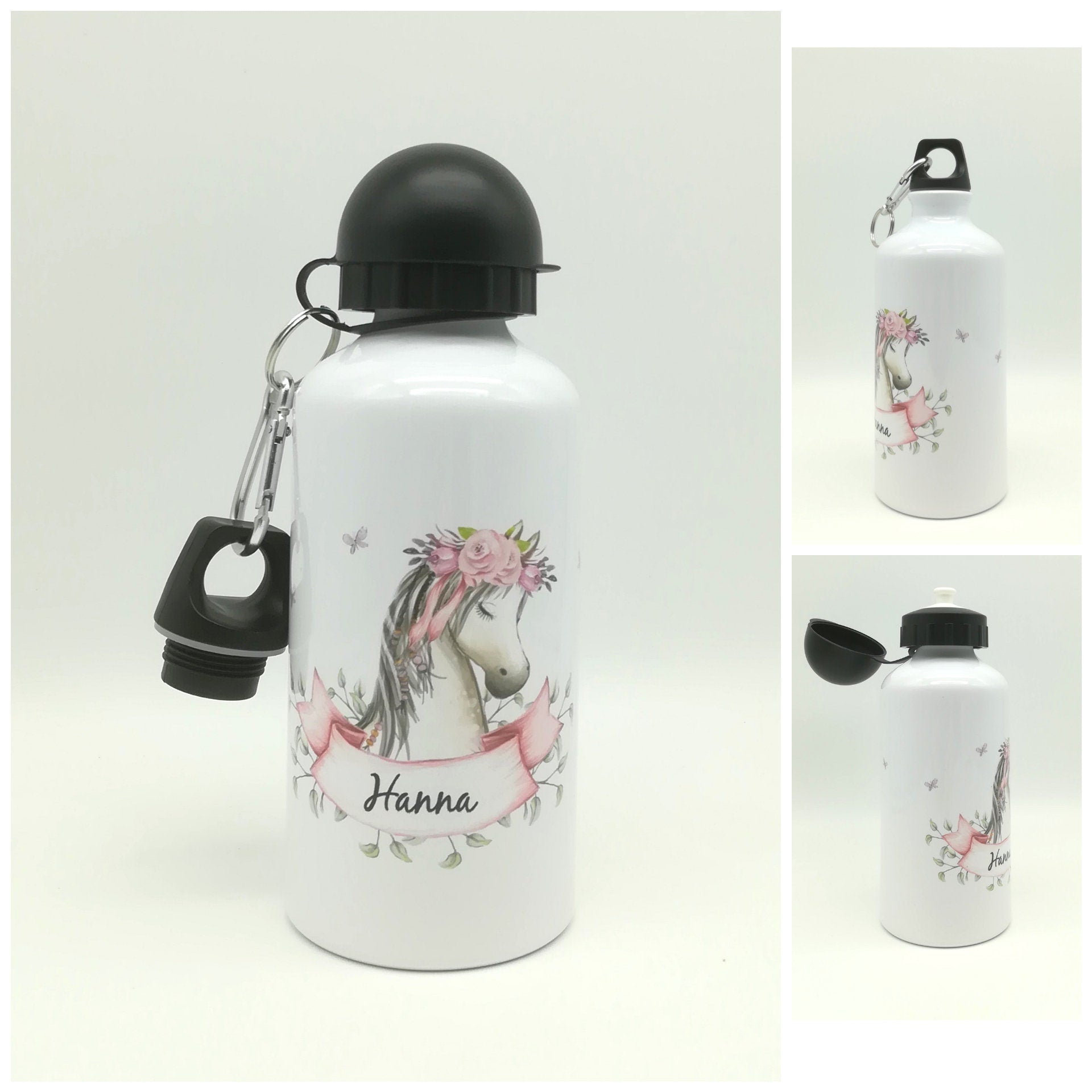 Trinkflasche mit Namen "Pferd2" / individuell/ Flasche/ Kinder trinkflasche 500ml/ Kindergarten / Schule