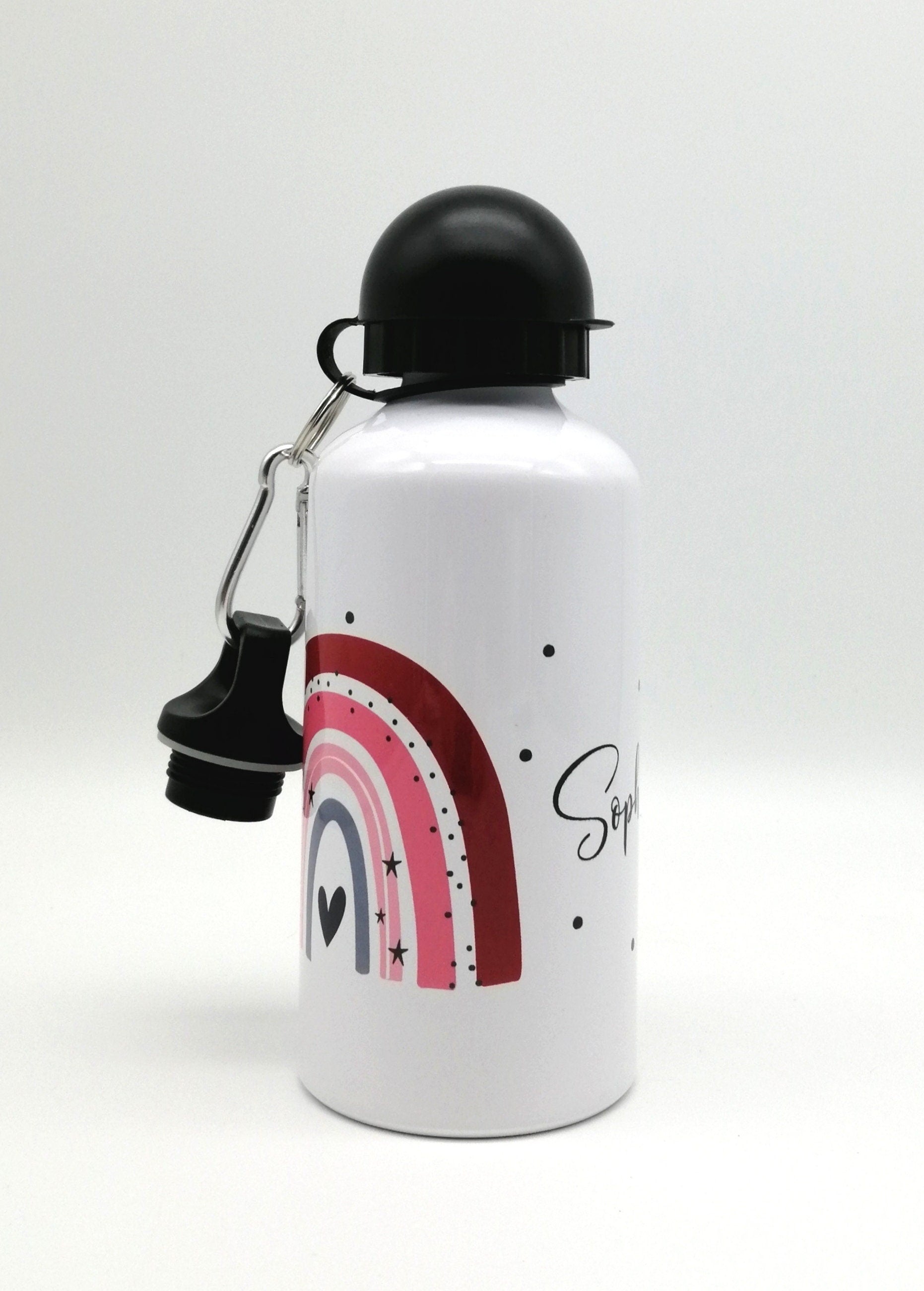 Trinkflasche mit Namen "Regenbogen rot/rosa" / individuell/ Flasche/ Kinder trinkflasche 500ml/ Kindergarten / Schule