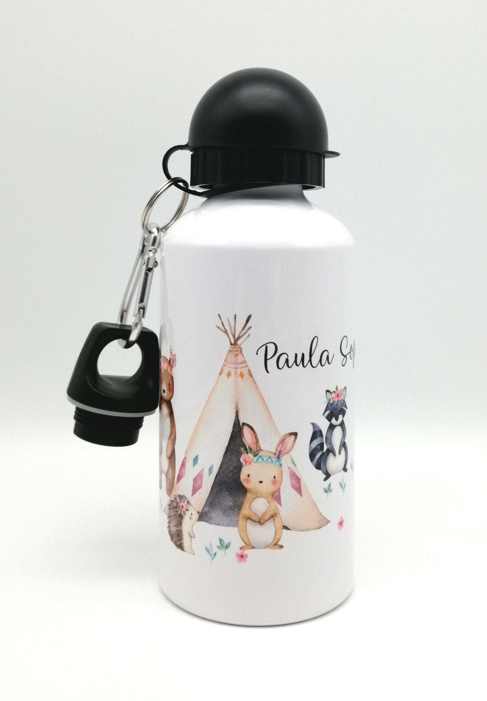 Trinkflasche mit Namen "Boho Waldtiere"/ individuell/ Flasche/ Kinder trinkflasche 500ml/ Kindergarten / Schule
