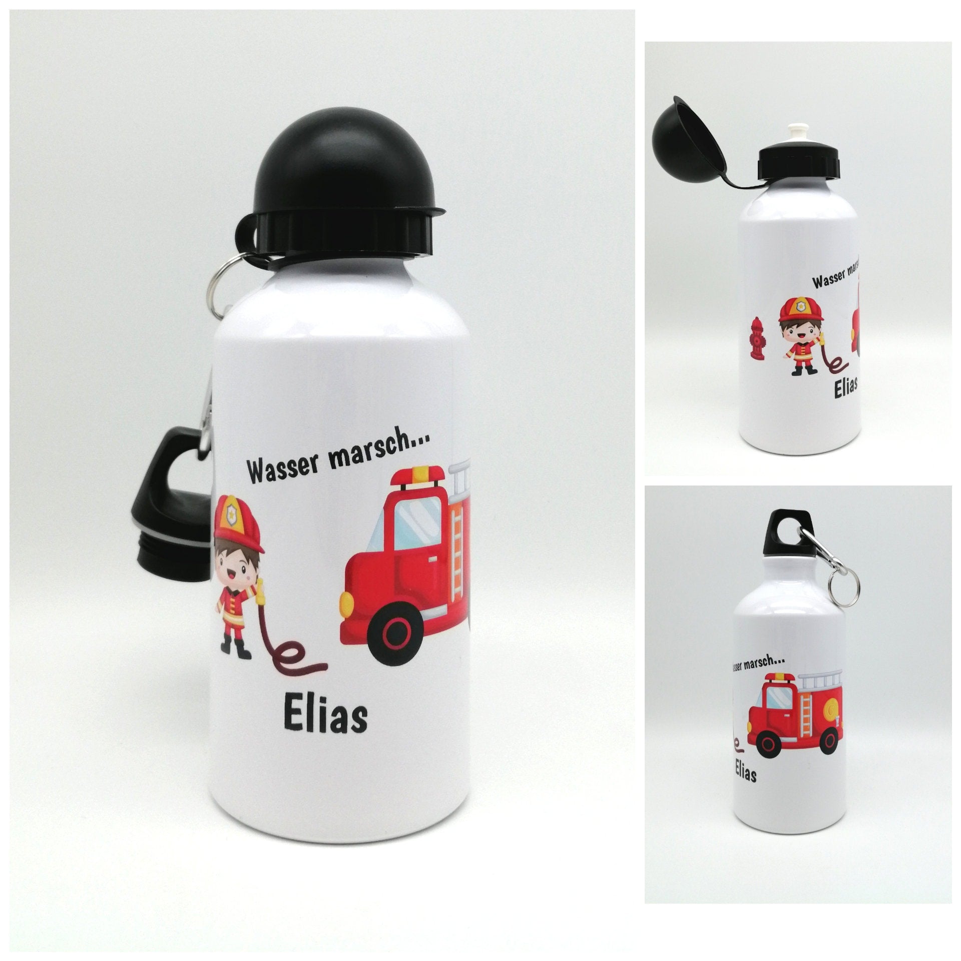 Trinkflasche mit Namen "Feuerwehr"/ individuell/ Flasche/ Kindertrinkflasche