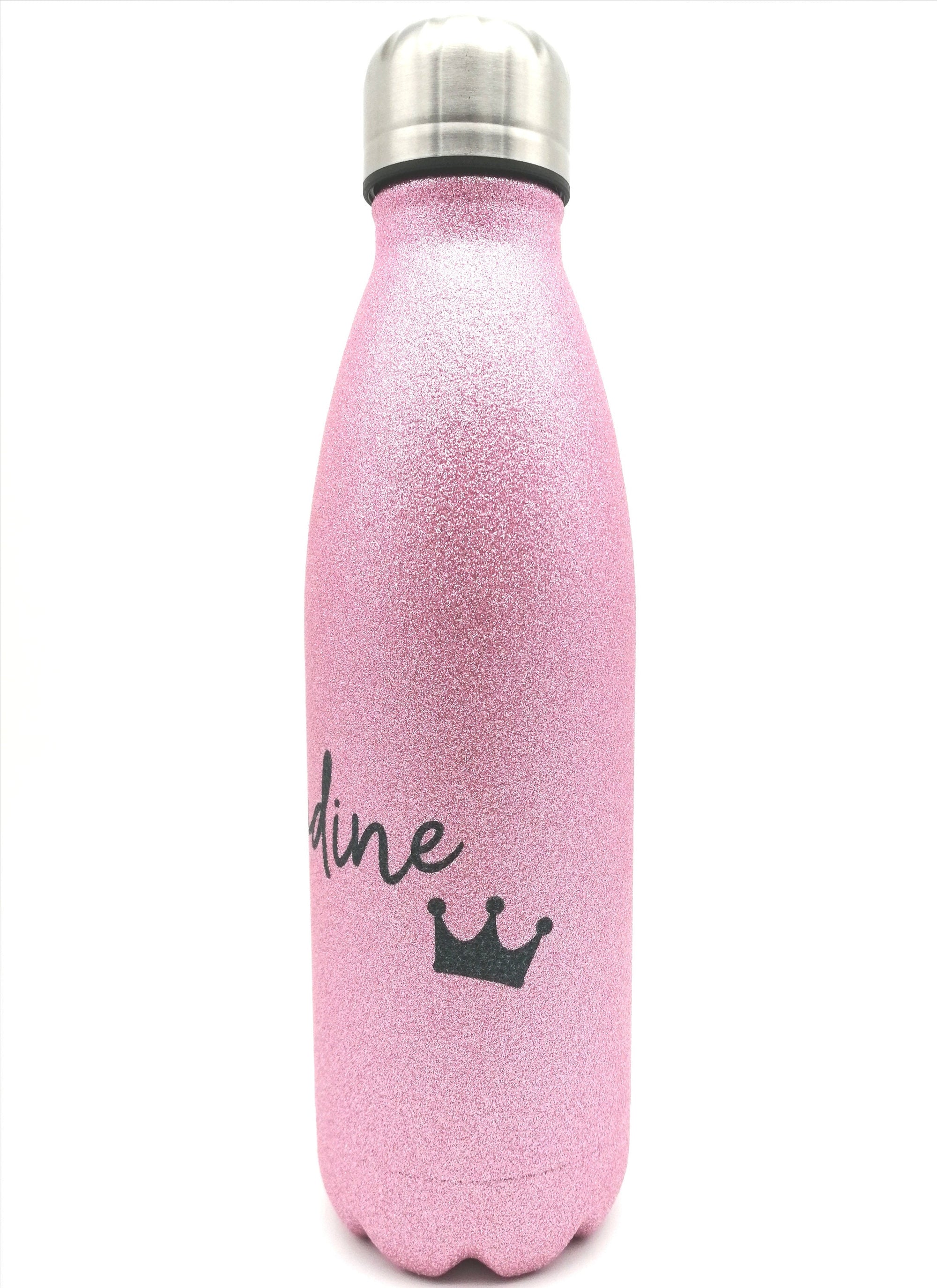 Glitzer Thermosflasche mit Namen 500ml/ Edelstahl Trinkflasche für Kinder und Erwachsene/ Wasserflasche/