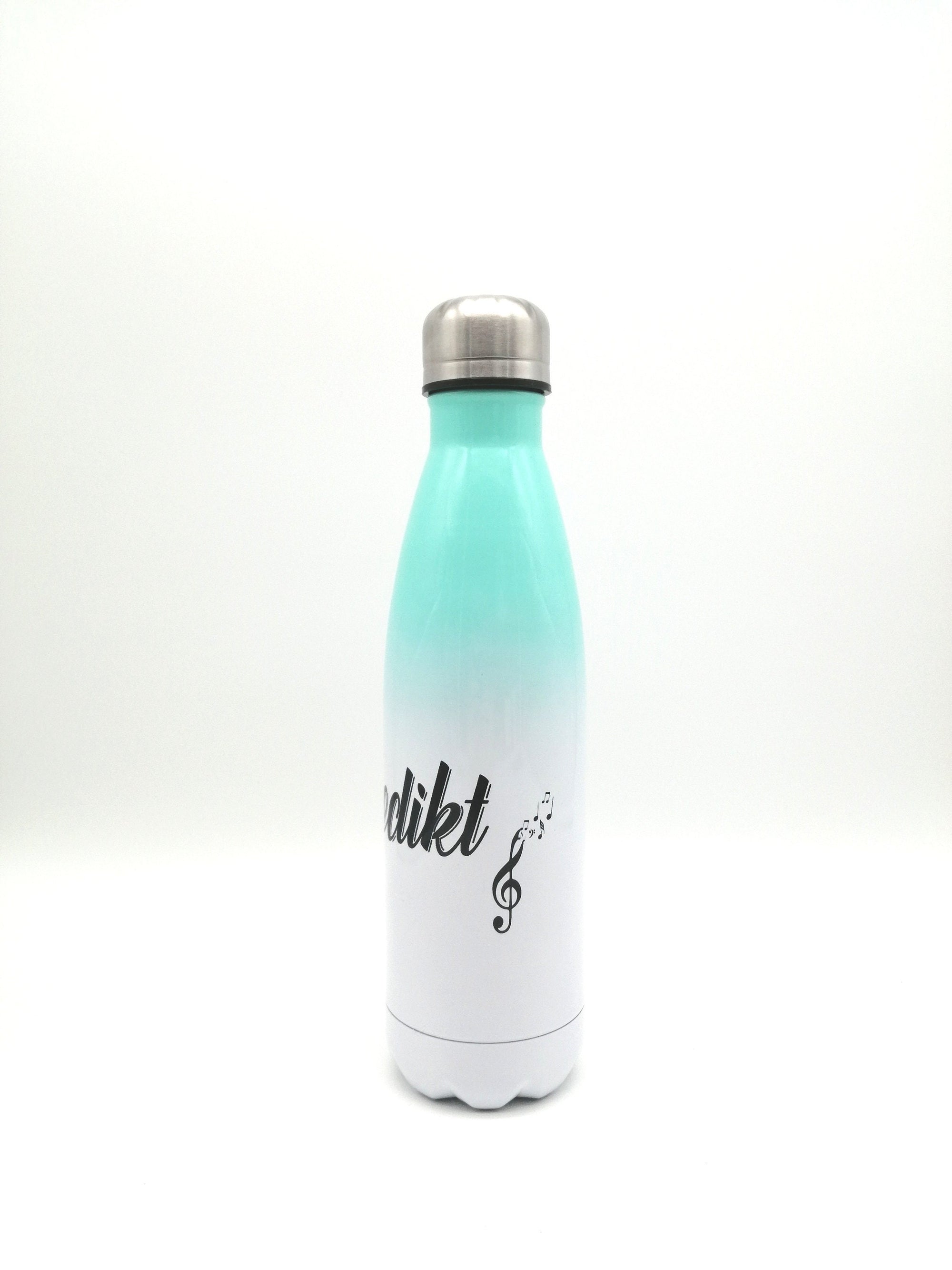 Thermosflasche mit Namen "Notenschlüssel" 500ml/ Edelstahl Trinkflasche für Kinder und Erwachsene/ Wasserflasche/