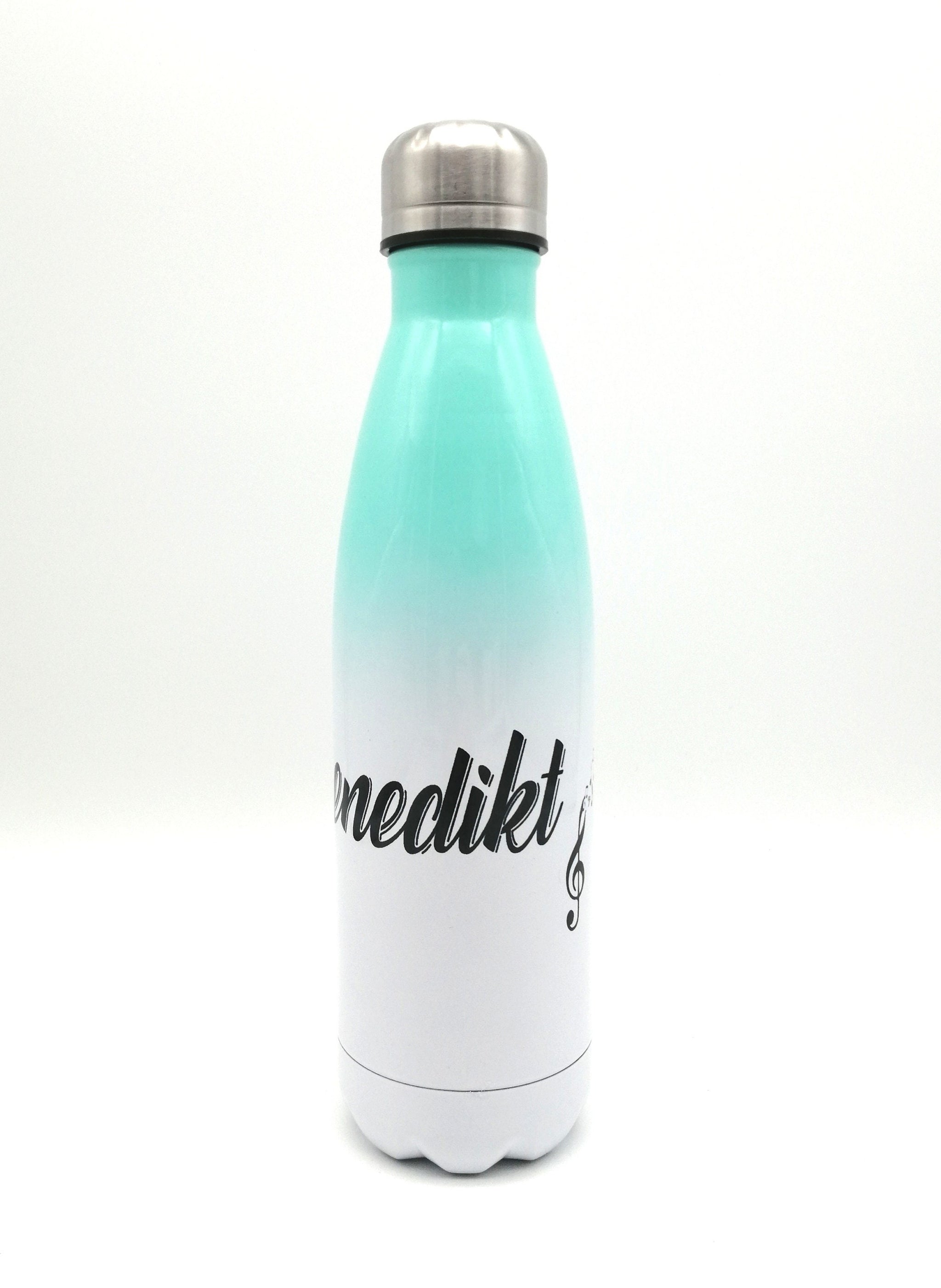 Thermosflasche mit Namen "Notenschlüssel" 500ml/ Edelstahl Trinkflasche für Kinder und Erwachsene/ Wasserflasche/