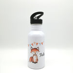 Trinkflasche mit Namen "Fuchs"/ Kindergarten/ Schule/ Sport/ 500ml mit Strohhalm