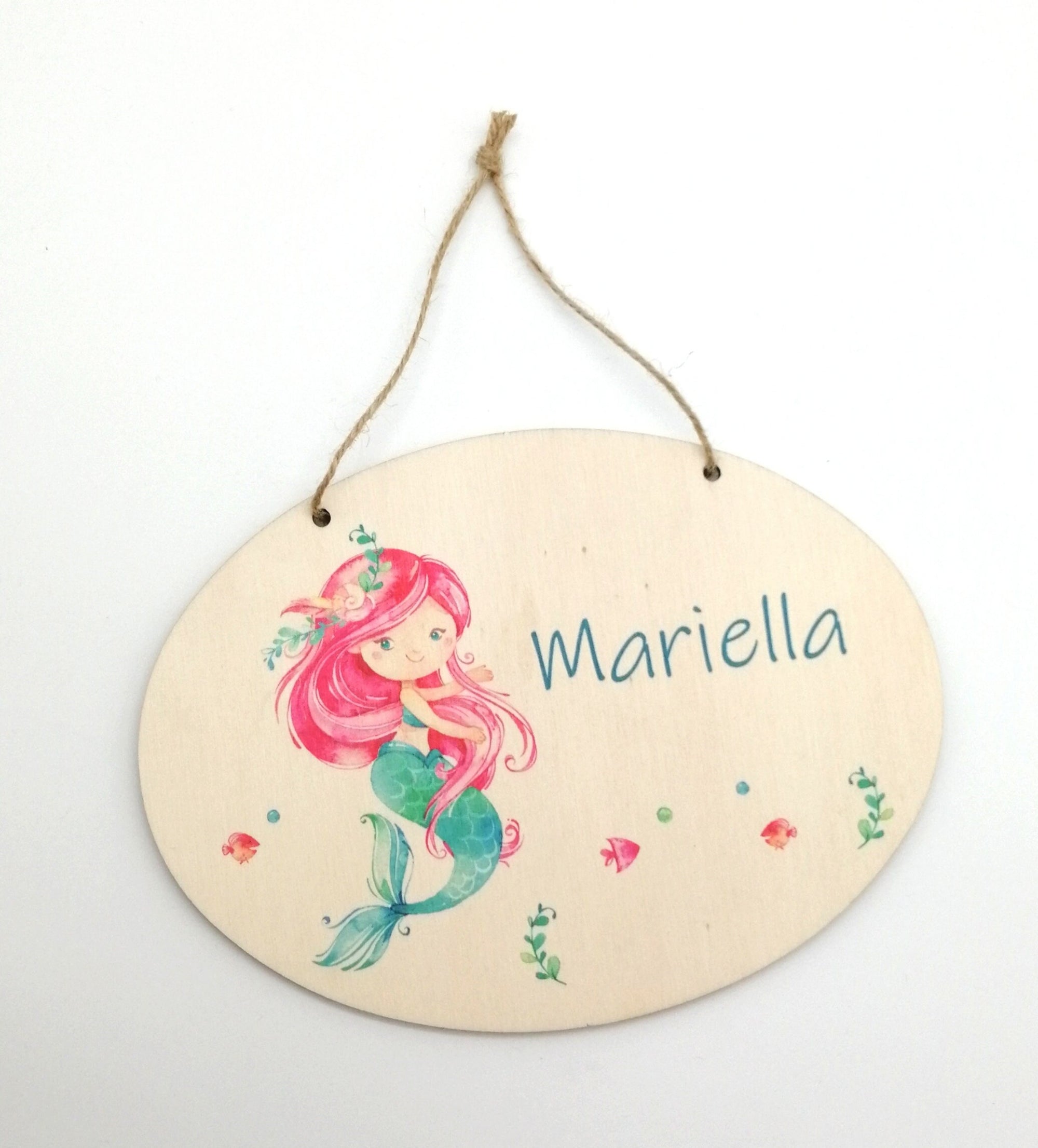 Türschild Kinderzimmer "Meerjungfrau" personalisiert mit Namen aus Holz/ Kinderzimmer/ Spielzimmer/