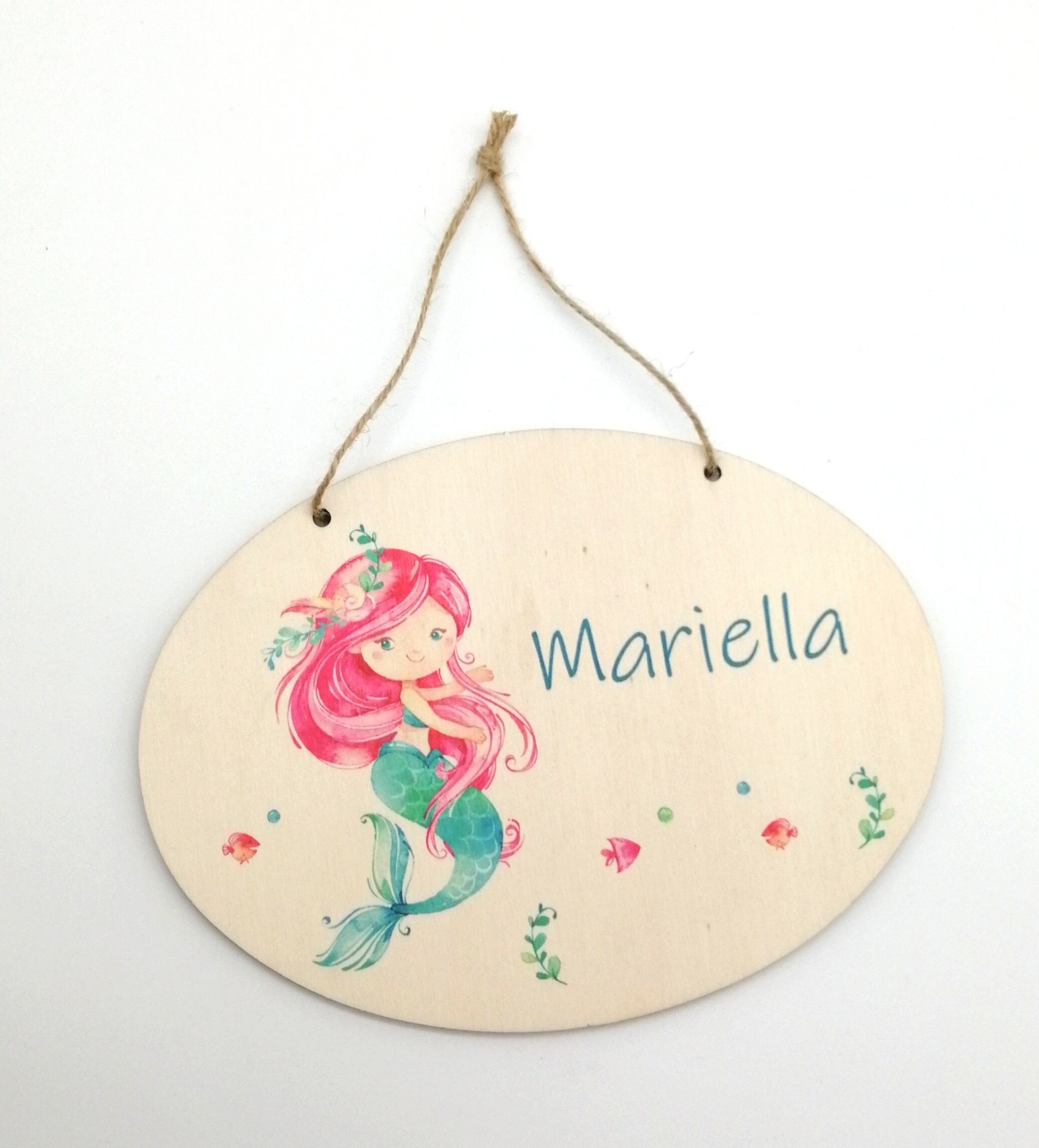 Türschild Kinderzimmer "Meerjungfrau" personalisiert mit Namen aus Holz/ Kinderzimmer/ Spielzimmer/