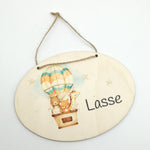 Türschild Kinderzimmer "Heißluftballon" personalisiert mit Namen aus Holz/ Kinderzimmer/ Spielzimmer/
