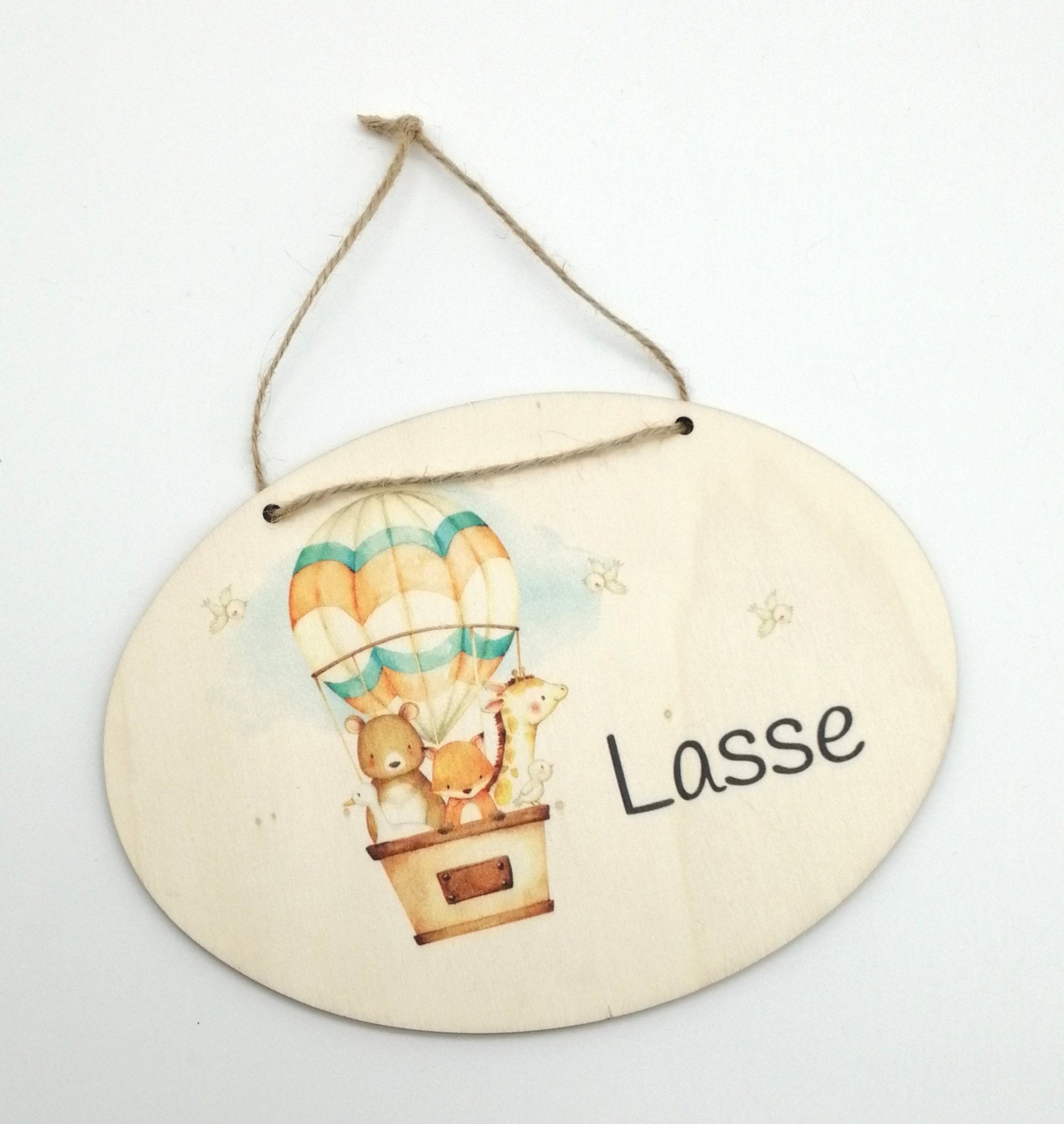 Türschild Kinderzimmer "Heißluftballon" personalisiert mit Namen aus Holz/ Kinderzimmer/ Spielzimmer/