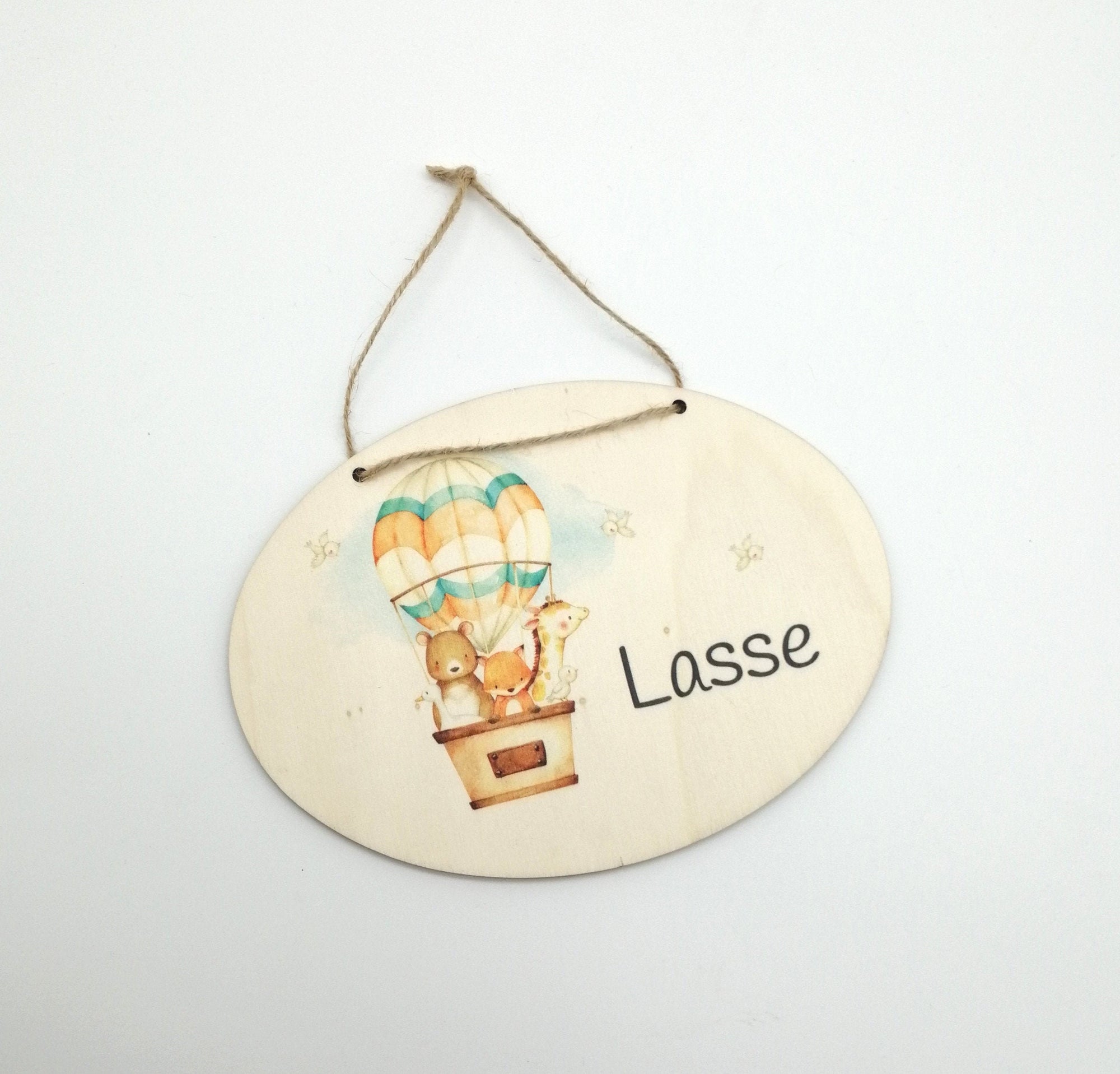 Türschild Kinderzimmer "Heißluftballon" personalisiert mit Namen aus Holz/ Kinderzimmer/ Spielzimmer/