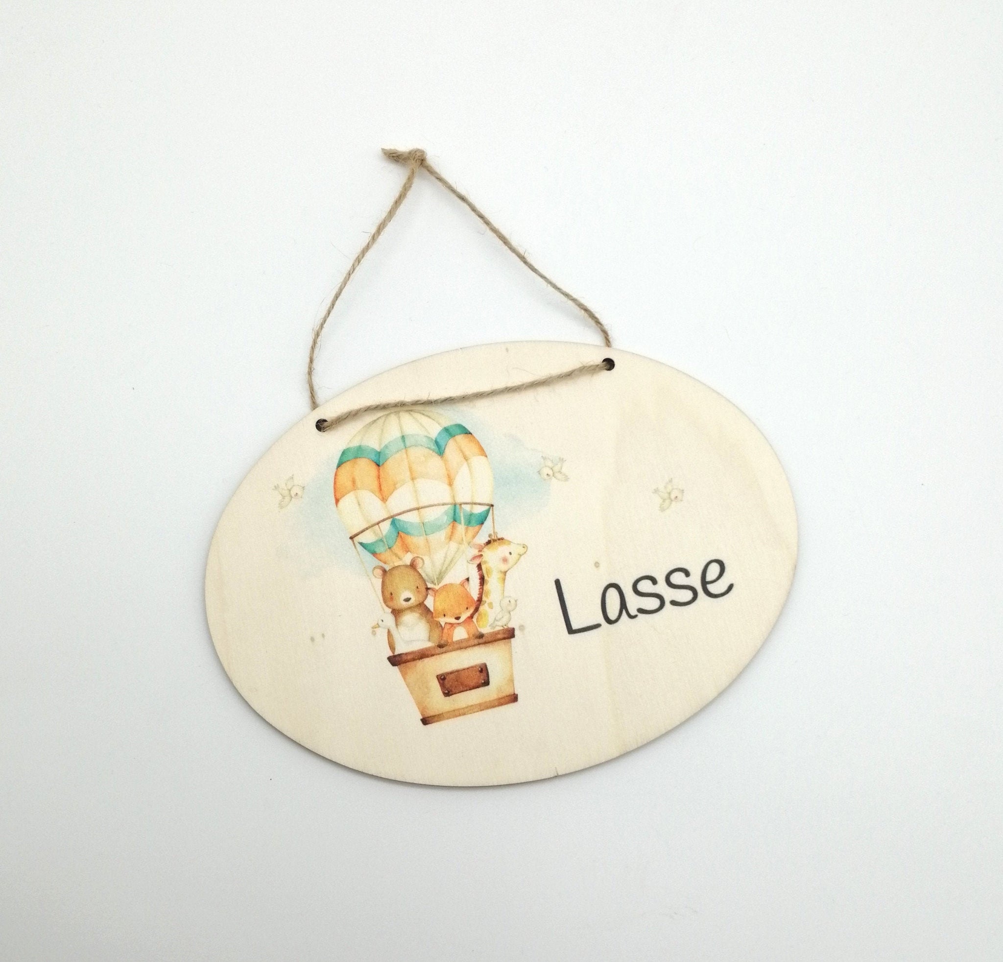 Türschild Kinderzimmer "Heißluftballon" personalisiert mit Namen aus Holz/ Kinderzimmer/ Spielzimmer/