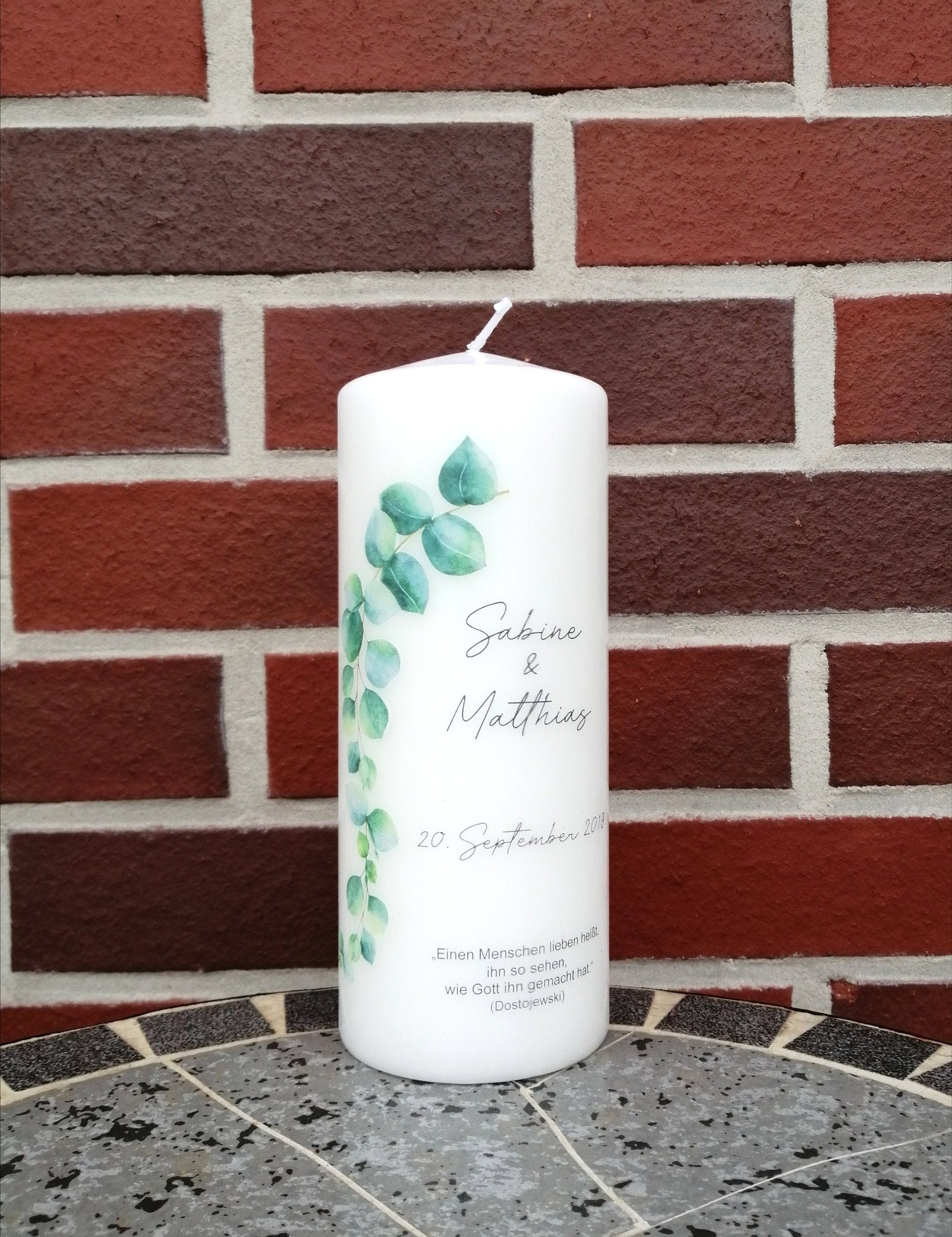 Hochzeitskerze personalisiert mit Namen und Trauspruch "Ranke grün" / Hochzeit/ Familie/ Trauung/ Hochzeitsgeschenk