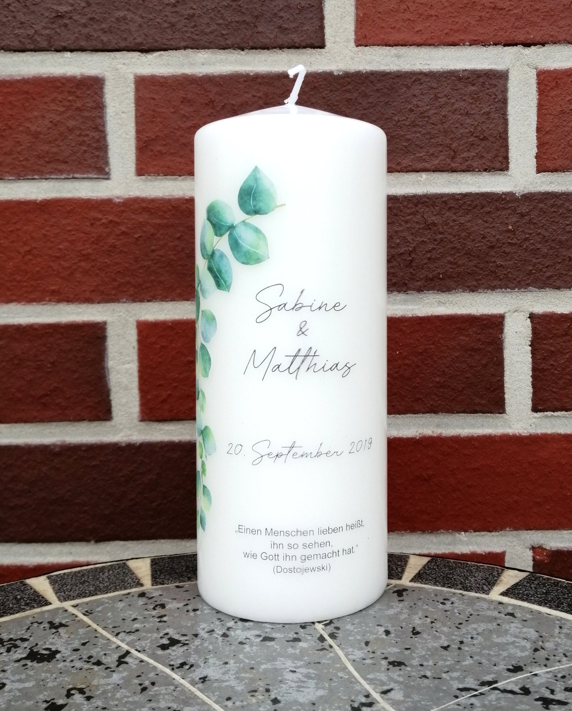 Hochzeitskerze personalisiert mit Namen und Trauspruch "Ranke grün" / Hochzeit/ Familie/ Trauung/ Hochzeitsgeschenk