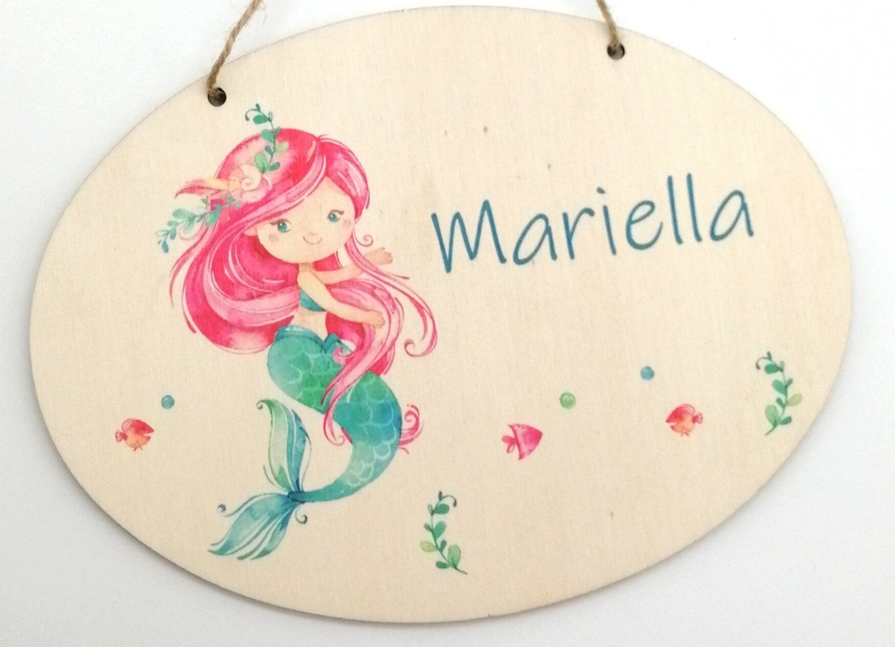 Türschild Kinderzimmer "Meerjungfrau" personalisiert mit Namen aus Holz/ Kinderzimmer/ Spielzimmer/