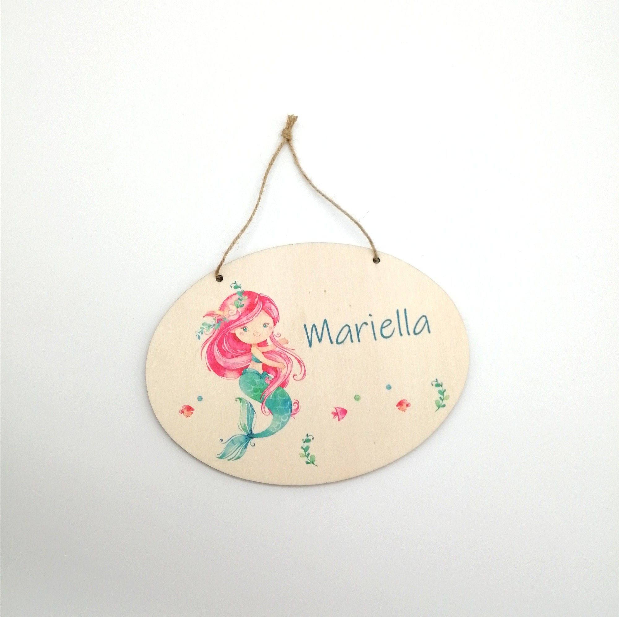 Türschild Kinderzimmer "Meerjungfrau" personalisiert mit Namen aus Holz/ Kinderzimmer/ Spielzimmer/