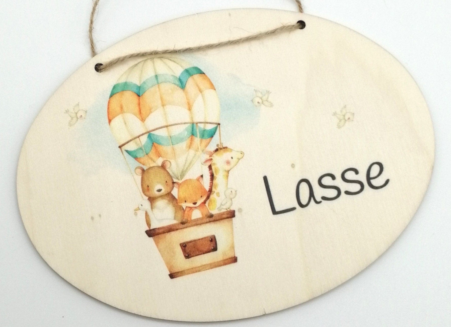 Türschild Kinderzimmer "Heißluftballon" personalisiert mit Namen aus Holz/ Kinderzimmer/ Spielzimmer/