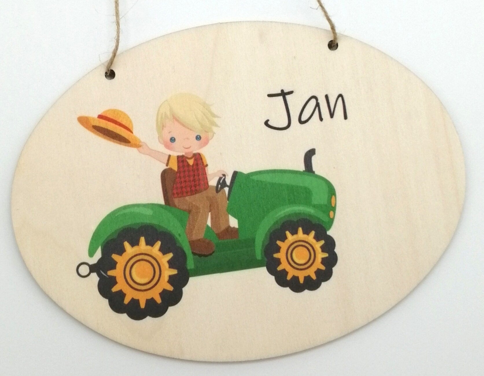 Türschild Kinderzimmer "Traktor Junge" personalisiert mit Namen aus Holz/ Kinderzimmer/ Spielzimmer/