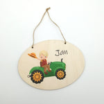 Türschild Kinderzimmer "Traktor Junge" personalisiert mit Namen aus Holz/ Kinderzimmer/ Spielzimmer/