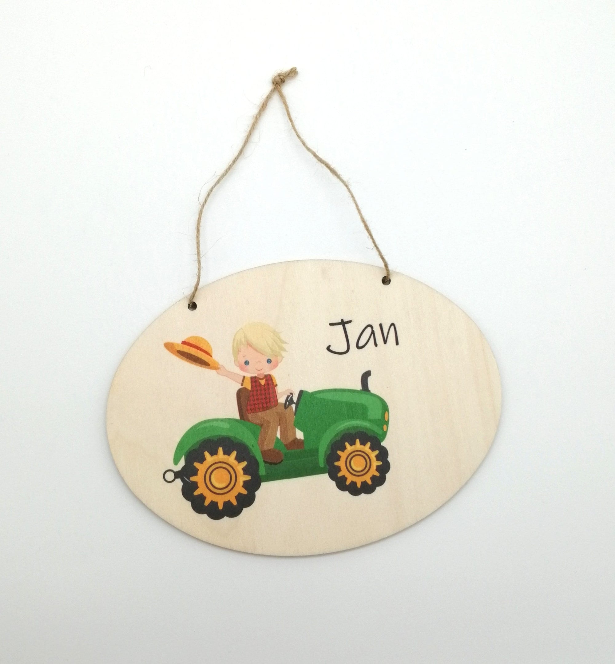 Türschild Kinderzimmer "Traktor Junge" personalisiert mit Namen aus Holz/ Kinderzimmer/ Spielzimmer/